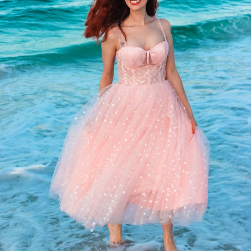 Pink Hearty Corset Princess Prom Dress